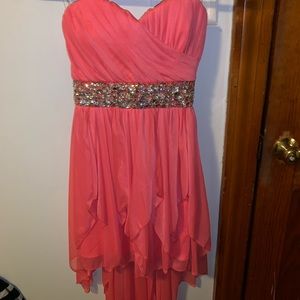 High low pink semi formal dress
